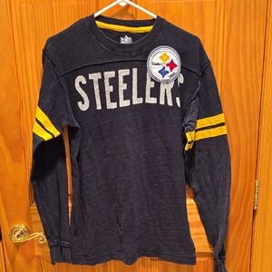 Steelers Vintage Long Sleeve Shirt with Yellow Stripes  Size Medium